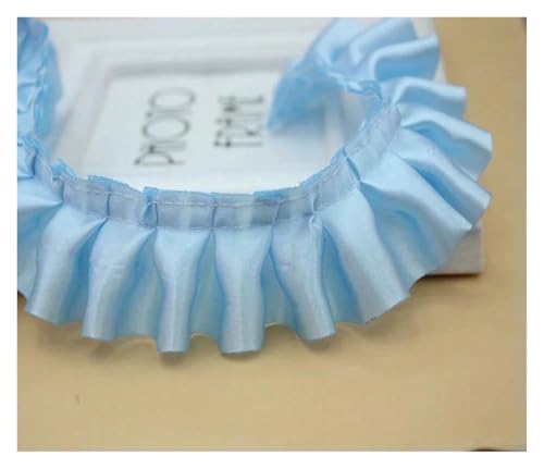 Spitzenborte zum Nähen, gerüschter plissierter Spitzenbesatz, 30 m, plissiert, 4 cm, Satinband, geraffter Rüschenrand (hellblau) von QWFVHJ