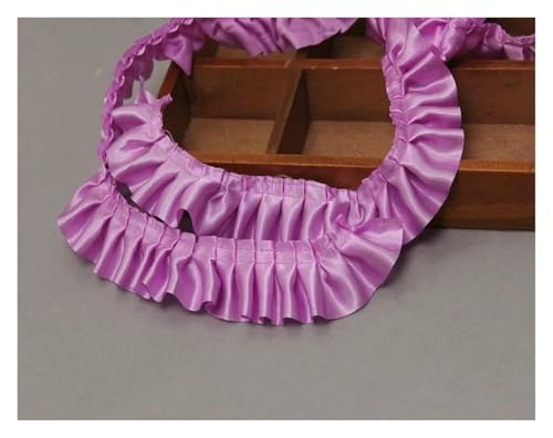 Spitzenborte zum Nähen, gerüschter plissierter Spitzenbesatz, 30 m, plissiert, 4 cm, Satinband, geraffter Rüschenrand (rot) von QWFVHJ
