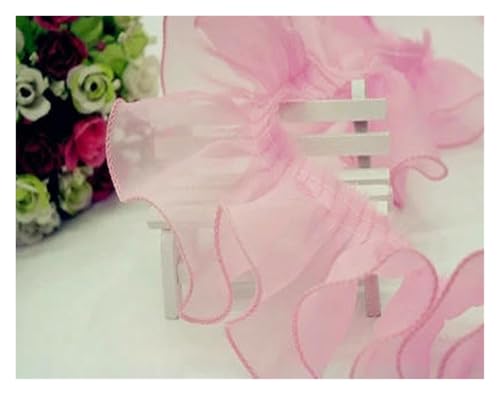 Spitzenborte zum Nähen, gerüschter plissierter Spitzenbesatz, 30 m, plissiertes Organza-Rüschenband, Stoff zum Selbermachen (Rosa) von QWFVHJ