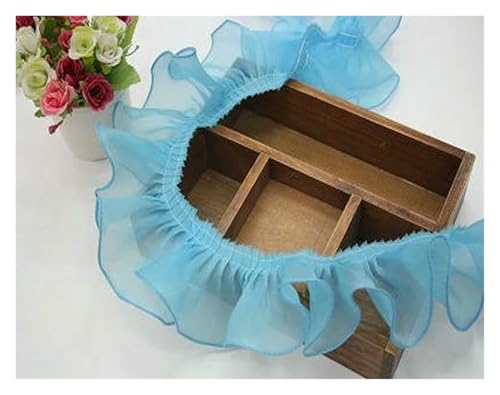 Spitzenborte zum Nähen, gerüschter plissierter Spitzenbesatz, 30 m, plissiertes Organza-Rüschenband, Stoff zum Selbermachen (blau) von QWFVHJ