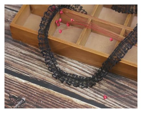 Spitzenborte zum Nähen, gerüschter plissierter Spitzenbesatz, 38 Meter Stoff, bestickt, Nähen (schwarz) von QWFVHJ