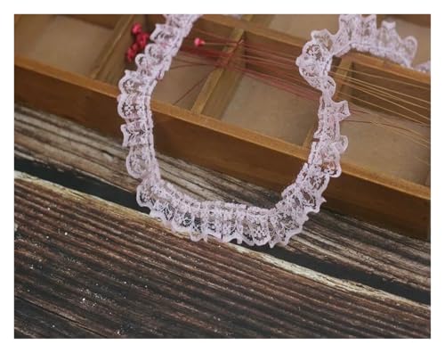 Spitzenborte zum Nähen, gerüschter plissierter Spitzenbesatz, 38 Meter Stoff, bestickter Stoff, bestickt, Rosa Spitzenborte zum Nähen, gerüschter plissierter Spitzenbesatz, 38 Meter Stoff, bestickter Stoff, bestickt, Rosa von QWFVHJ