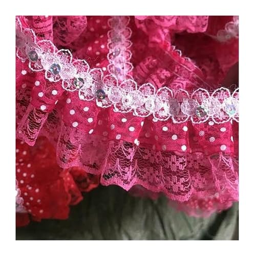 Spitzenborte zum Nähen, gerüschter plissierter Spitzenbesatz, 40 m, Chiffon-Rüschen, Plisseekleid, Dekoration (rot) von QWFVHJ