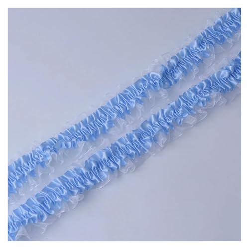 Spitzenborte zum Nähen, gerüschter plissierter Spitzenbesatz, 45,7 m, doppellagiger Chiffon, 3,8 cm breit, elastische Rüschen, 45,7 m, Blau Spitzenborte zum Nähen, gerüschter plissierter Spitzenbesatz, 45,7 m, doppellagiger Chiffon, 3,8 cm breit, elastische Rüschen, 45,7 m, Blau von QWFVHJ