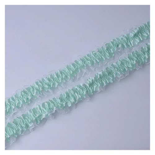 Spitzenborte zum Nähen, gerüschter plissierter Spitzenbesatz, 45,7 m, doppellagiger Chiffon, 3,8 cm breit, elastische Rüschen, Grün Spitzenborte zum Nähen, gerüschter plissierter Spitzenbesatz, 45,7 m, doppellagiger Chiffon, 3,8 cm breit, elastische Rüschen, Grün von QWFVHJ