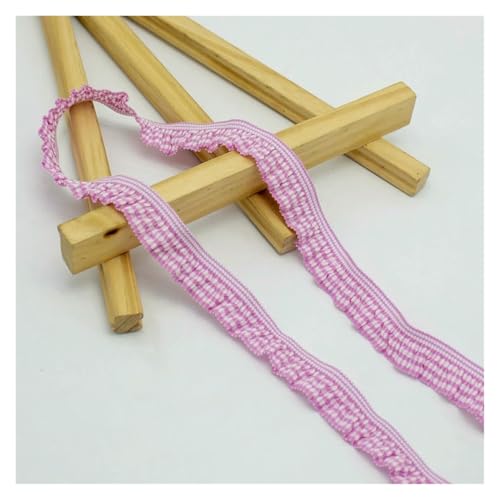 Spitzenborte zum Nähen, gerüschter plissierter Spitzenbesatz, 45 m, 20 mm, elastisches kariertes Band, Stoffdekoration (Rose) von QWFVHJ