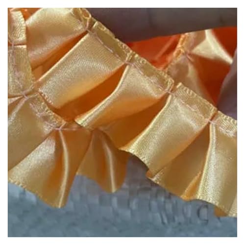 Spitzenborte zum Nähen, gerüschter plissierter Spitzenbesatz, 60 Meter Nähband, plissiert, Basteln, 60 m, Nähband, plissiert, Handwerk (Goldgelb) von QWFVHJ