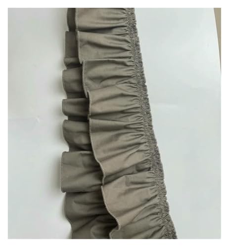 Spitzenborte zum Nähen, gerüschter plissierter Spitzenbesatz, 9 cm, reine Baumwolle, Rüschen, Baumwolltuch (Kaffee, 2 m) von QWFVHJ