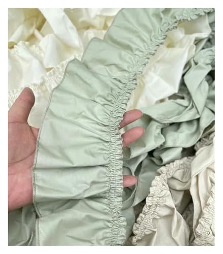 Spitzenborte zum Nähen, gerüschter plissierter Spitzenbesatz, 9 cm, reine Baumwolle, Rüschen, Baumwolltuch (hellgrün, 2 m) von QWFVHJ