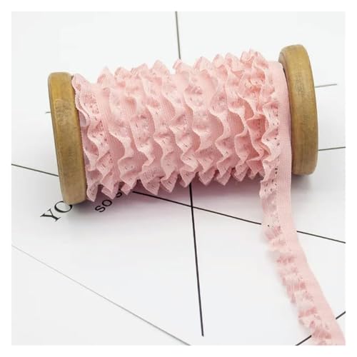Spitzenborte zum Nähen, gerüschter plissierter Spitzenbesatz, exquisites Jacquard-Rüschen-Stretchband, DIY-Dekoration (Rosa) von QWFVHJ