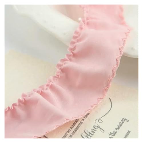 Spitzenborte zum Nähen, gerüschter plissierter Spitzenbesatz, gerüschtes Faltenband, DIY-Haarschleife, Nähzubehör (Rosa, 30 mm) von QWFVHJ