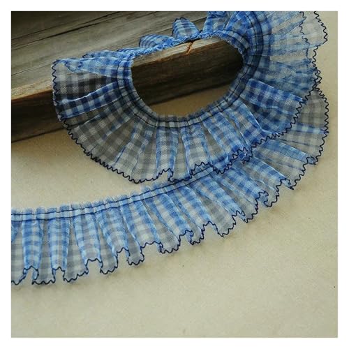 Spitzenborte zum Nähen, gerüschter plissierter Spitzenbesatz, handgefertigt, DIY-Rock, Kleid, Handwerk, Nähzubehör (dunkelblau) von QWFVHJ