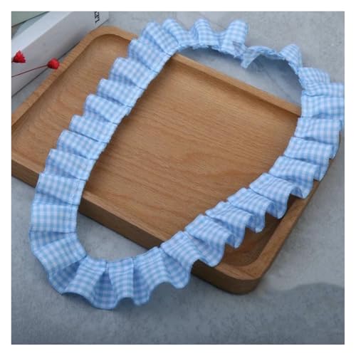 Spitzenborte zum Nähen, gerüschter plissierter Spitzenbesatz, karierter Stoff, plissiert, Kleidung, DIY-Dekoration (Himmelblau) von QWFVHJ