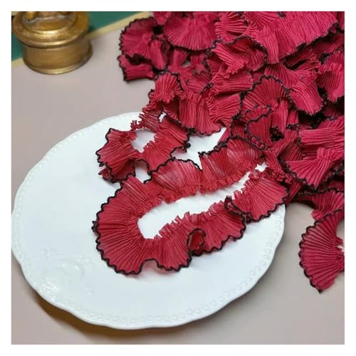 Spitzenborte zum Nähen, gerüschter plissierter Spitzenborte, 10 Meter/Los 3 cm, Chiffon-Plissee-Rüschenbesatz, 10 Meter/Los, 3 cm, Chiffon-Plissee-Rüschenborte, Weinrot, Schwarz Spitzenborte zum Nähen, gerüschter plissierter Spitzenborte, 10 Meter/Los 3 cm, Chiffon-Plissee-Rüschenbesatz, 10 Meter/Los, 3 cm, Chiffon-Plissee-Rüschenborte, Weinrot, Schwarz von QWFVHJ