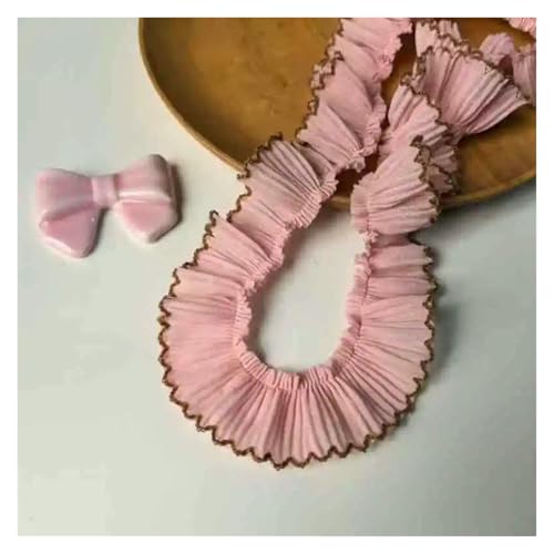 Spitzenborte zum Nähen, gerüschter plissierter Spitzenborte, 10 Meter/Los 3 cm, Chiffon-Plissee-Rüschenborte, 10 Meter/Los, 3 cm, Chiffon-Plissee-Rüschenborte (Pink Coffee) von QWFVHJ
