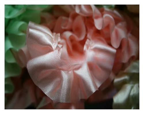 Spitzenborte zum Nähen, gerüschter plissierter Spitzenborte, 2,5 cm breit, Satin-Faltenband, zum Selbermachen (Meat Pink Satin) von QWFVHJ