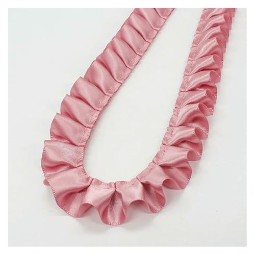 Spitzenborte zum Nähen, gerüschter plissierter Spitzenborte, 4,5 m breit, 4,5 m breites Band, gefaltet, DIY-Kleidungszubehör (Bohnenrosa, 4,5 m) von QWFVHJ