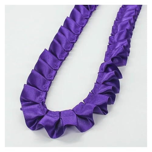 Spitzenborte zum Nähen, gerüschter plissierter Spitzenborte, 4,5 m lang, 2,5 cm breites Band, gefaltet, DIY-Kleidungszubehör (Dunkelviolett, 20 m) von QWFVHJ