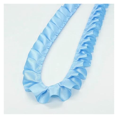 Spitzenborte zum Nähen, gerüschter plissierter Spitzenborte, 4,5 m lang, 2,5 cm breites Band, gefaltet, DIY-Kleidungszubehör (Hellblau, 20 m) von QWFVHJ