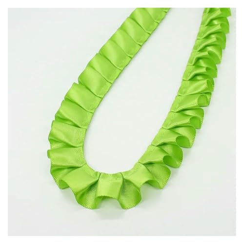 Spitzenborte zum Nähen, gerüschter plissierter Spitzenborte, 4,5 m lang, 2,5 cm breites Band, gefaltet, DIY-Kleidungszubehör (Hellgrün, 20 Yard) von QWFVHJ