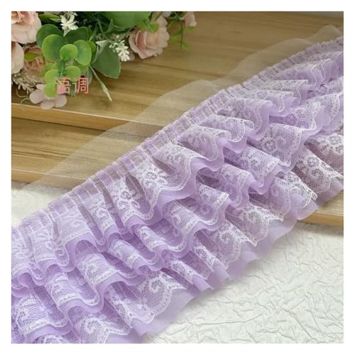 Spitzenborte zum Nähen, gerüschter plissierter Spitzenborte, 9,1 m, dreilagiger Chiffon-Rüschenborte, DIY-Dekoration (lila, 6 m) von QWFVHJ