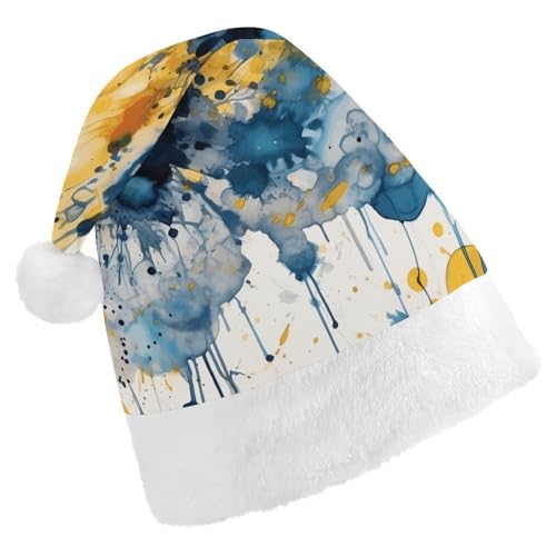 QWJKM Blaue und gelbe Weihnachtsmannmütze, weich, bequem, Urlaubsmütze für Weihnachten, lustige, festliche Weihnachtsmütze für Erwachsene QWJKM Blaue und gelbe Weihnachtsmannmütze, weich, bequem, Urlaubsmütze für Weihnachten, lustige, festliche Weihnachtsmütze für Erwachsene von QWJKM