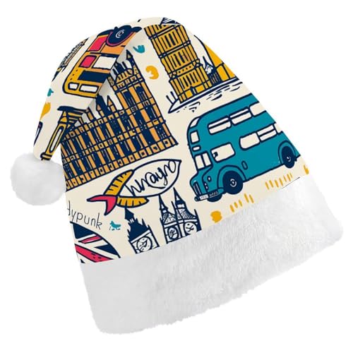 QWJKM Handgezeichnete Elemente, Weihnachtsmannmütze, weich, bequem, für Weihnachten, lustige, festliche Weihnachtsmütze für Erwachsene QWJKM Handgezeichnete Elemente, Weihnachtsmannmütze, weich, bequem, für Weihnachten, lustige, festliche Weihnachtsmütze für Erwachsene von QWJKM