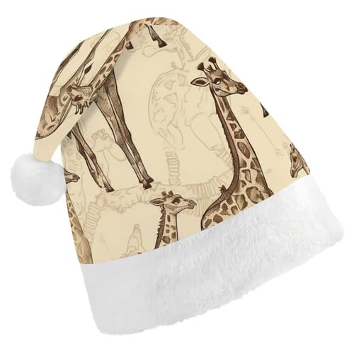 QWJKM Handgezeichnete Giraffen-Weihnachtsmannmütze, weich, bequem, für Weihnachten, lustige, festliche Weihnachtsmütze für Erwachsene QWJKM Handgezeichnete Giraffen-Weihnachtsmannmütze, weich, bequem, für Weihnachten, lustige, festliche Weihnachtsmütze für Erwachsene von QWJKM