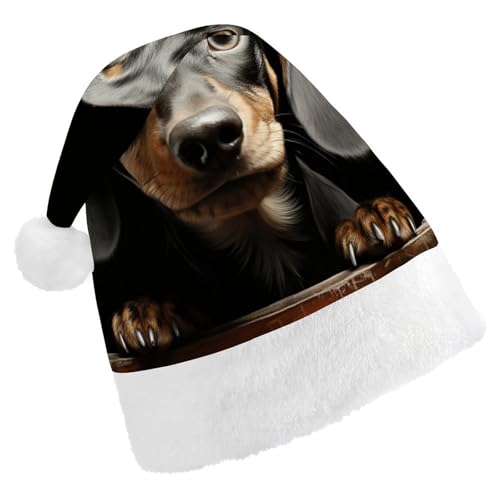 QWJKM Weihnachtsmütze mit Dackel-Motiv, weich, bequem, für Weihnachten, lustige, festliche Weihnachtsmütze für Erwachsene QWJKM Weihnachtsmütze mit Dackel-Motiv, weich, bequem, für Weihnachten, lustige, festliche Weihnachtsmütze für Erwachsene von QWJKM