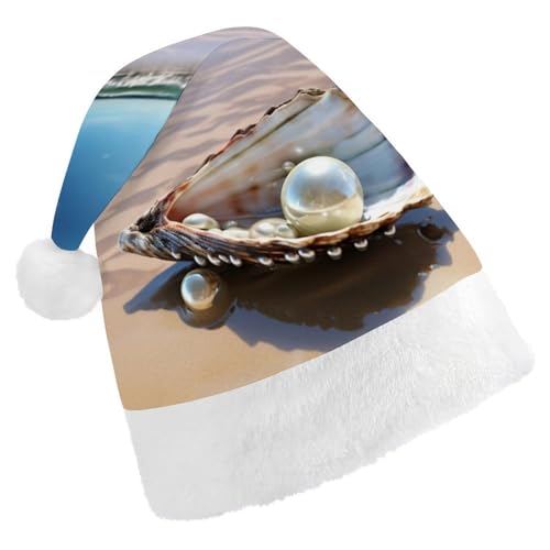 QWJKM Weihnachtsmütze mit Muschel-Perlen, weich, bequem, für Weihnachten, lustig, festlich, Weihnachtsmütze für Erwachsene QWJKM Weihnachtsmütze mit Muschel-Perlen, weich, bequem, für Weihnachten, lustig, festlich, Weihnachtsmütze für Erwachsene von QWJKM