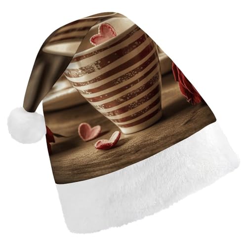 QWJKM Weihnachtsmütze mit Tasse auf Tisch, weich, bequem, für Weihnachten, lustig, festlich, Weihnachtsmütze für Erwachsene QWJKM Weihnachtsmütze mit Tasse auf Tisch, weich, bequem, für Weihnachten, lustig, festlich, Weihnachtsmütze für Erwachsene von QWJKM