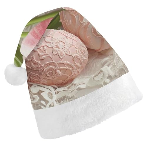 QWJKM Weihnachtsmütze mit Tulpen und Spitze, weich, bequem, für Weihnachten, lustig, festlich, Weihnachtsmütze für Erwachsene QWJKM Weihnachtsmütze mit Tulpen und Spitze, weich, bequem, für Weihnachten, lustig, festlich, Weihnachtsmütze für Erwachsene von QWJKM