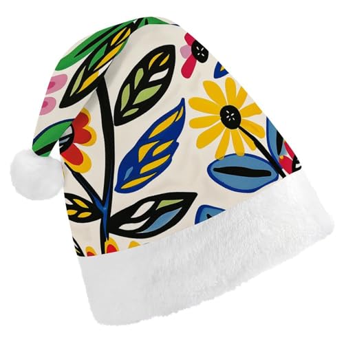 QWJKM Weihnachtsmütze mit hellem Blumenmuster, weich, bequem, für Weihnachten, lustig, festlich, Weihnachtsmütze für Erwachsene QWJKM Weihnachtsmütze mit hellem Blumenmuster, weich, bequem, für Weihnachten, lustig, festlich, Weihnachtsmütze für Erwachsene von QWJKM