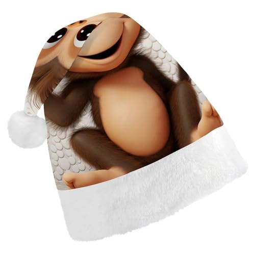 QWJKM Weihnachtsmütze mit kleinem Affe, weich, bequem, für Weihnachten, lustige, festliche Weihnachtsmütze für Erwachsene QWJKM Weihnachtsmütze mit kleinem Affe, weich, bequem, für Weihnachten, lustige, festliche Weihnachtsmütze für Erwachsene von QWJKM