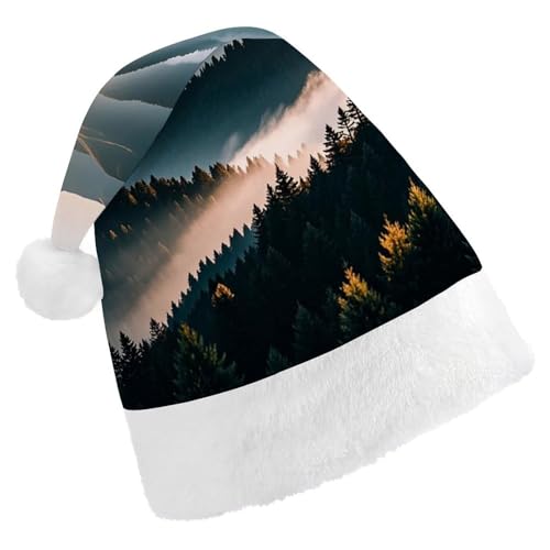 QWJKM Weihnachtsmütze mit natürlichem Nebel, Bergbaum, weich, bequem, für Weihnachten, lustige, festliche Weihnachtsmütze für Erwachsene QWJKM Weihnachtsmütze mit natürlichem Nebel, Bergbaum, weich, bequem, für Weihnachten, lustige, festliche Weihnachtsmütze für Erwachsene von QWJKM