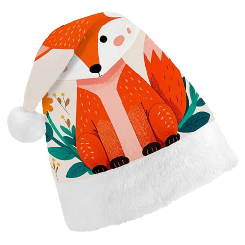 QWJKM Weihnachtsmütze mit süßem Tier, Fuchs, Blumen, weich, bequem, für Weihnachten, lustig, festlich, Weihnachtsmütze für Erwachsene QWJKM Weihnachtsmütze mit süßem Tier, Fuchs, Blumen, weich, bequem, für Weihnachten, lustig, festlich, Weihnachtsmütze für Erwachsene von QWJKM