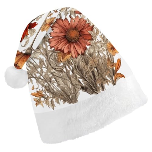 QWJKM Zeichnungen von einigen getrockneten Blumen, Weihnachtsmannmütze, weich, bequem, Urlaubsmütze für Weihnachten, lustige, festliche Weihnachtsmütze für Erwachsene QWJKM Zeichnungen von einigen getrockneten Blumen, Weihnachtsmannmütze, weich, bequem, Urlaubsmütze für Weihnachten, lustige, festliche Weihnachtsmütze für Erwachsene von QWJKM