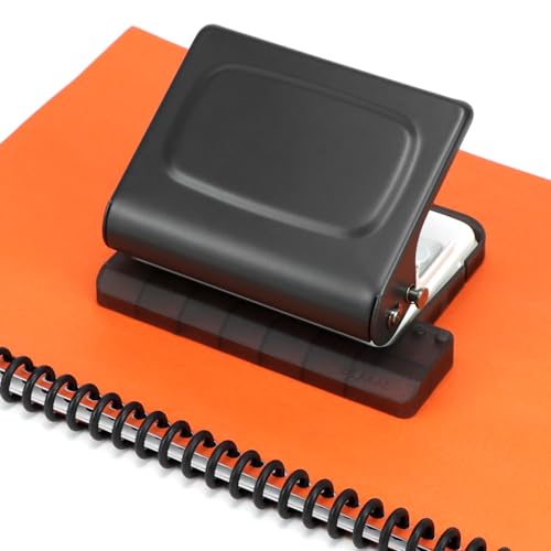 QWORK® 10-Löchern Bindemaschine für Planer, Geeignet für A4/B5/A5 Papier, inkl. 12 Mehrfarbige Binderingen (30-Löchern) von QWORK