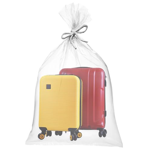 QWORK® 10 Stück Durchsichtige Aufbewahrungsbeutel aus Kunststoff, 100x150cm Extra Große Umzugstaschen, Plastiktüten, für Gepäck, Koffer, Möbel, Bettdecken von QWORK