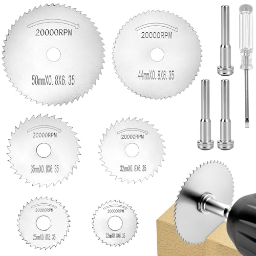 QWORK® 10 Stück Kreissägeblätter Set, Säge-Scheibe, Sägeblatt, für Holz, Kunststoff und Metall, Kompatibel mit Dremel Rotationswerkzeug von QWORK