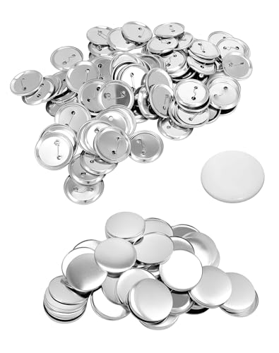 QWORK® 100 Sätze Metall Buttonrohlinge Sicherheitsnadel - 58mm -Abzeichenherstellung Zubehör für Buttonmaschine von QWORK