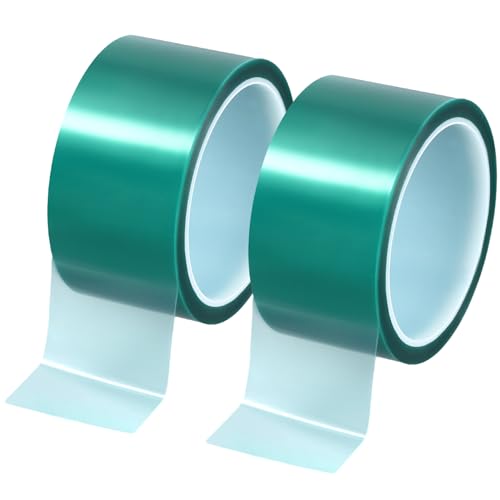 QWORK® 2 Rollen Wärmeband für Sublimation, 50mm x 33m, Klebeband Hitzebeständiges Temperaturbeständigkeit bis 230 °C, für Elektronik, Leiterplatte, Thermotransfer (Grün) von QWORK