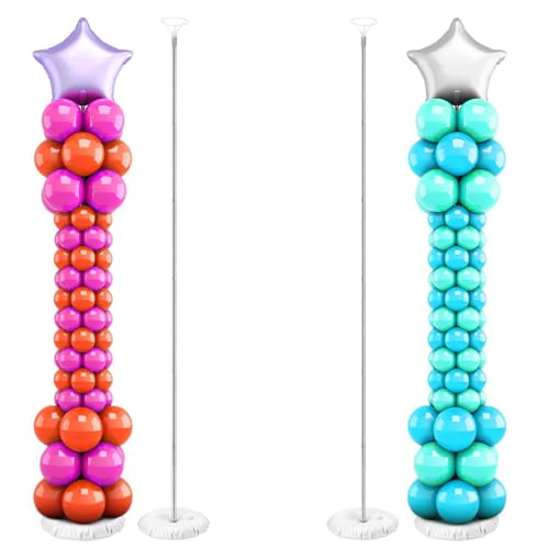 QWORK® 2er-Pack Einstellbare Ballon-Säulenständer-Kits, 2M Ballonständer mit Zubehör, für Geburtstags-, Hochzeits-, Abschluss- und Weihnachtsdekorationen von QWORK