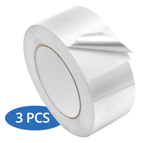 QWORK® 3 Rolle 50mmx50M Aluminium Klebeband Hitzebeständig und Wasserdichtes Dichtband Reparaturband für Innen- und Außenbereich von QWORK