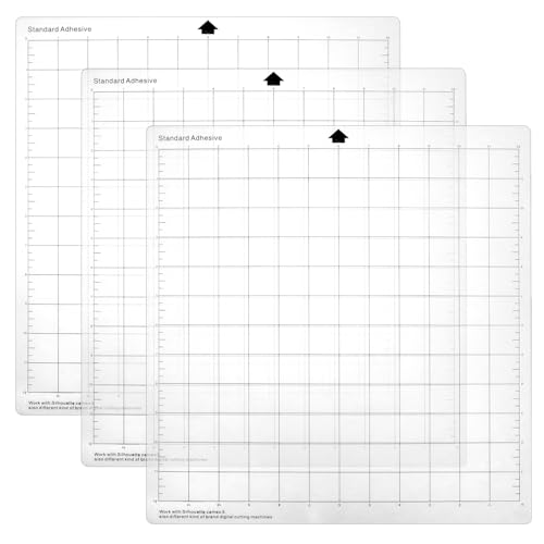 QWORK® 3 Stück 12x12 Zoll große Schneidematte, klebrige flexible gitterförmige Schneidematten, zum Basteln und Nähen von QWORK