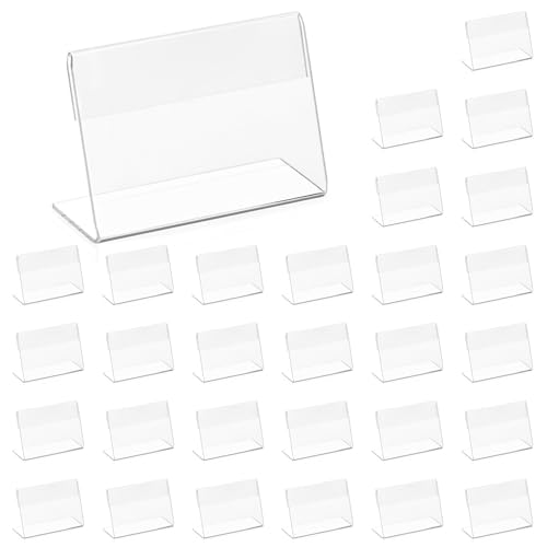 QWORK® 30 Stück Acryl Etikettenhalter, Klein Namenskarten Halter Visitenkarten Display für Büro Schulen Shop Einkaufszentren (6 x 4 cm) von QWORK