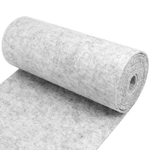 QWORK® 30 cm x 300 cm x 3 mm Filzrolle Filzstoff, Filzmatten Hellgrau, Abriebfest für DIY und Möbelunterlage von QWORK