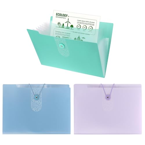 QWORK® 3er-Set Fächermappe A4 mit 12 Fächern - Erweiterbare Dokumenten Organizer zum Abheften von QWORK