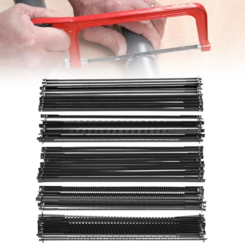 QWORK® 50 Stück Dekupiersägeblatt 127mm, 10/15/18/20/24 Zähne Feinschnitt Laubsägeblätter, Kohlenstoffstahl Laubsägeblätter, für Schaum Kunststoff von QWORK