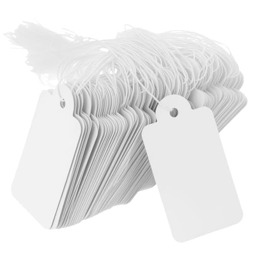 QWORK® 500 Stück Preisschilder Hängeetiketten mit Schnur (25mm x 45mm Weiß) - Markierungsetiketten für vielseitigen Einsatz von QWORK
